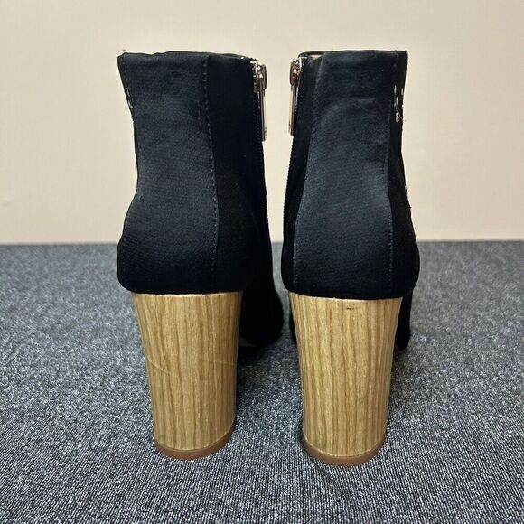 Nanette Lepore Black Ankle Boot 7.5 Belize Floral Embroidered Whimsigoth‎ - Picture 4 of 10